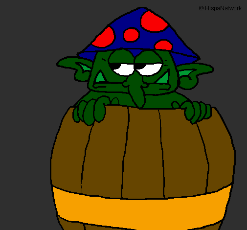 Coloring page Goblin in a barrel painted bymichele