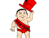 Coloring page Baby New Year painted byandrew