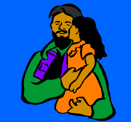 Coloring page Fatherly kiss painted bymarisol