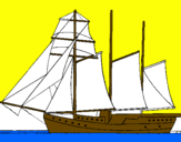 Coloring page Sailing boat with three masts painted bygustavo