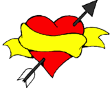 Coloring page Heart, arrow and ribbon painted byjessica
