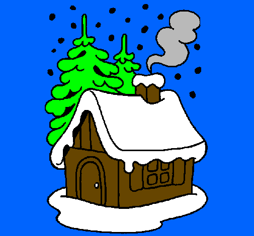 Coloring page House in snow painted byjavi