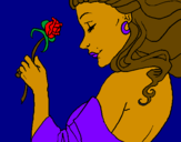 Coloring page Princess with a rose painted byPrincess Di