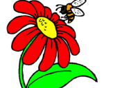 Coloring page Daisy with bee painted byCerys