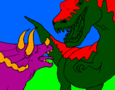 Coloring page Dinosaur fight painted bymaxi
