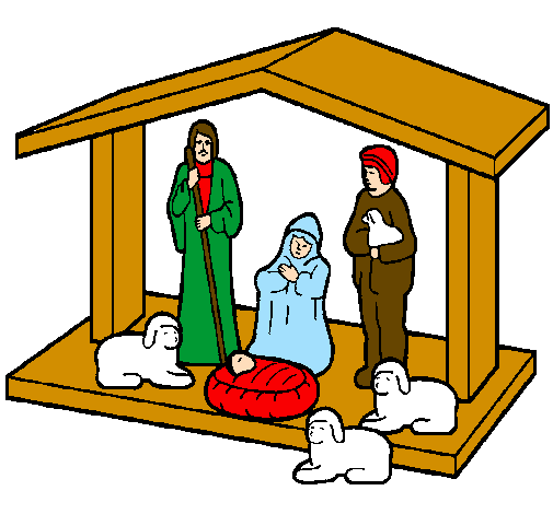 Coloring page Christmas nativity painted byroy