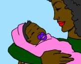 Coloring page Mother and daughter II painted byRosalea