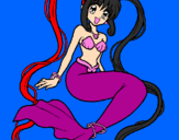 Coloring page Mermaid with pearls painted byDarielys