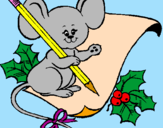 Coloring page Mouse with pencil and paper painted bydani