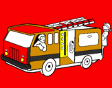 Coloring page Firefighters in the fire engine painted byMAMAMAMAMAMAMAMAMAMAMAMAM