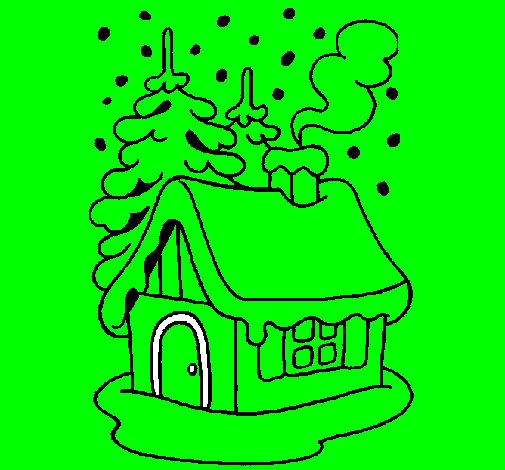 Coloring page House in snow painted bymoshi count