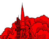 Coloring page Rocket launch painted bygABY
