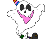 Coloring page Ghost with party hat painted byzara