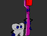 Coloring page Tooth and toothbrush painted by**ika**