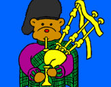 Coloring page Bear bagpiper  painted bymary