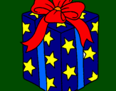 Coloring page Present wrapped in starry paper painted byJacob