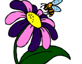 Coloring page Daisy with bee painted bymilla