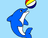 Coloring page Dolphin playing with a ball painted bycookie