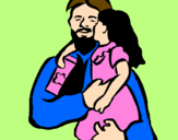 Coloring page Fatherly kiss painted byTIA