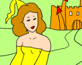 Coloring page Princess and castle painted byMarga