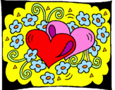 Coloring page Hearts and flowers painted byaiste112