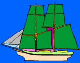 Coloring page Sailing boat painted byrace car