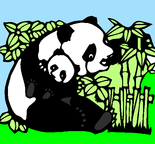 Coloring page Panda mother painted byAlyssa