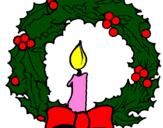 Coloring page Christmas wreath and candle painted byRose