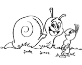 Coloring page Snail and ant painted byFOFO