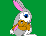 Coloring page Mother rabbit painted bymamma e figlio di ROBERTA