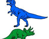 Coloring page Triceratops and Tyrannosaurus rex painted byk,FFFDngFFFDFFFDhn`