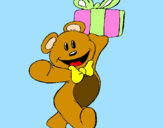 Coloring page Teddy bear with present painted bydani