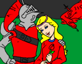 Coloring page Saint George and Princess painted byzarpeterthegraitnight