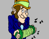Coloring page Leprechaun with accordion painted byMarga