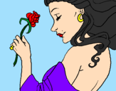 Coloring page Princess with a rose painted byBreanna