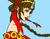 Coloring page Chinese princess painted bylove