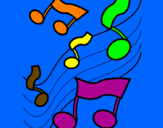 Coloring page Musical notes on the scale painted bynórá
