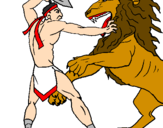 Coloring page Gladiator versus a lion painted byjimmy