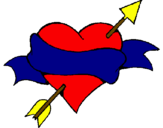 Coloring page Heart, arrow and ribbon painted byselina