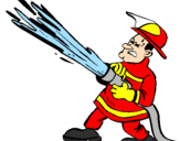 Coloring page Firefighter with fire hose painted bySonia