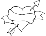Coloring page Heart, arrow and ribbon painted byBailey