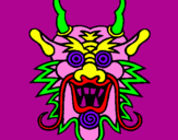 Coloring page Dragon face painted bysara y daniel