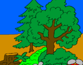 Coloring page Forest painted byvictor