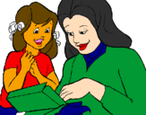 Coloring page Mother and daughter painted byJocy