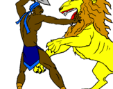 Coloring page Gladiator versus a lion painted byTadhg