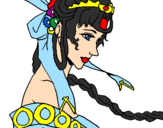 Coloring page Chinese princess painted byantonette