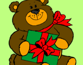 Coloring page Bear with present painted bymichele