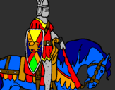 Coloring page Knight on horseback painted byLana
