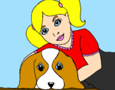 Coloring page Little girl hugging her dog painted byjade