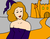 Coloring page Princess and castle painted byMarga